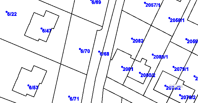 Parcela st. 6/68 v KÚ Suchdol, Katastrální mapa