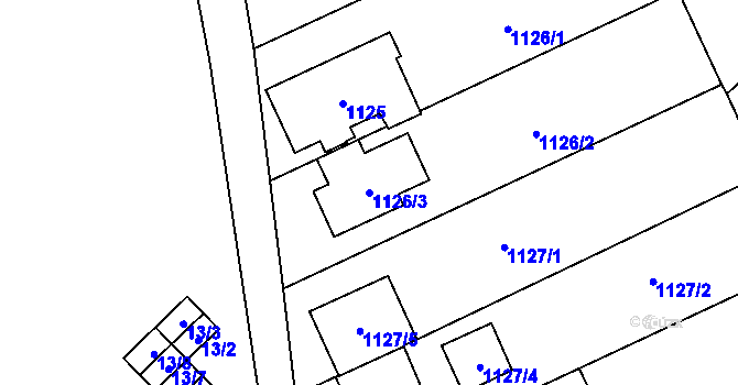 Parcela st. 1126/3 v KÚ Suchdol, Katastrální mapa