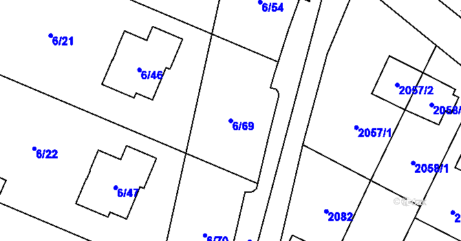 Parcela st. 6/69 v KÚ Suchdol, Katastrální mapa