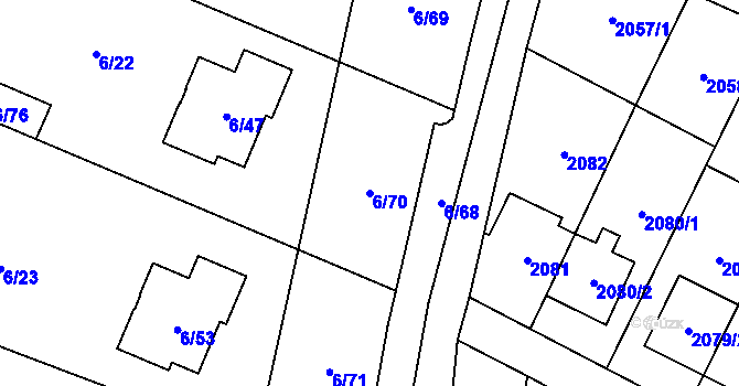 Parcela st. 6/70 v KÚ Suchdol, Katastrální mapa