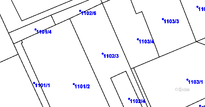 Parcela st. 1102/3 v KÚ Suchdol, Katastrální mapa