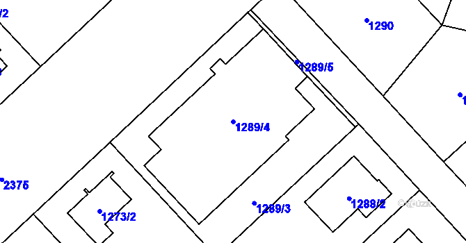 Parcela st. 1289/4 v KÚ Suchdol, Katastrální mapa
