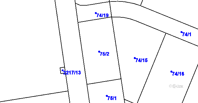 Parcela st. 75/2 v KÚ Suchdol, Katastrální mapa
