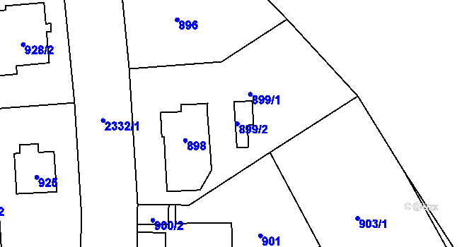 Parcela st. 899/2 v KÚ Suchdol, Katastrální mapa