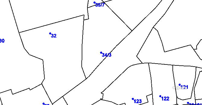 Parcela st. 34/3 v KÚ Suchdol, Katastrální mapa