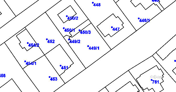 Parcela st. 449/1 v KÚ Suchdol, Katastrální mapa