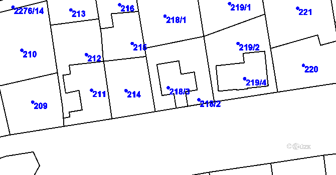 Parcela st. 218/3 v KÚ Suchdol, Katastrální mapa