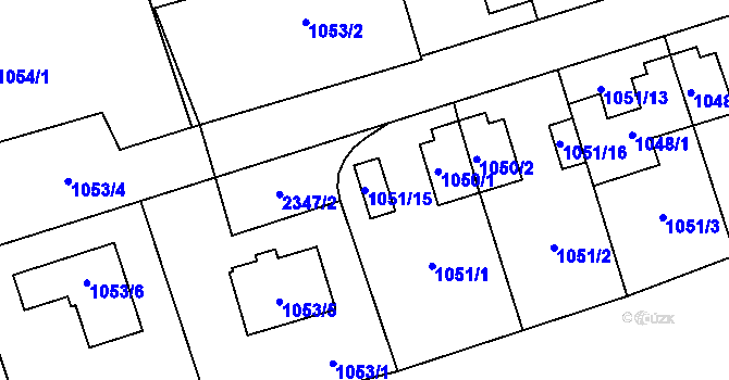 Parcela st. 1051/15 v KÚ Suchdol, Katastrální mapa