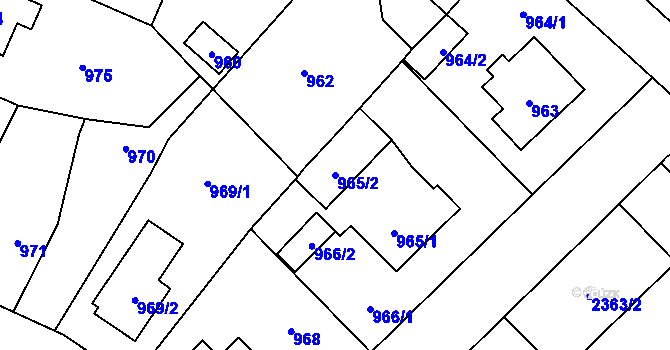 Parcela st. 965/2 v KÚ Suchdol, Katastrální mapa