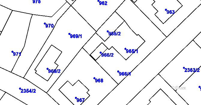 Parcela st. 966/2 v KÚ Suchdol, Katastrální mapa
