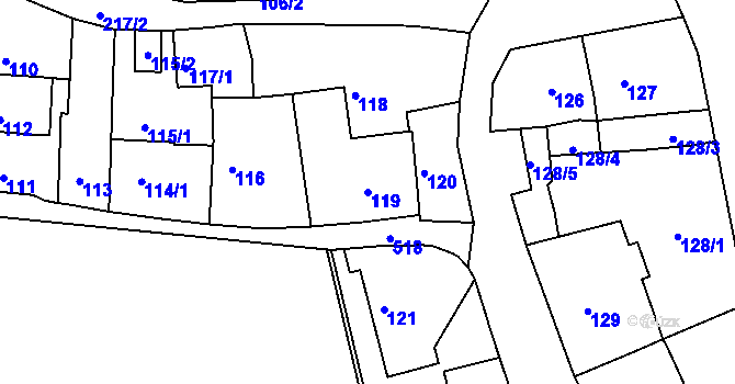 Parcela st. 119 v KÚ Sedlec, Katastrální mapa