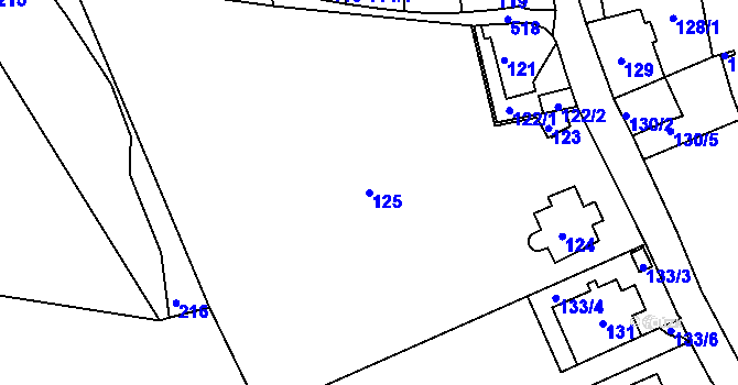 Parcela st. 125 v KÚ Sedlec, Katastrální mapa