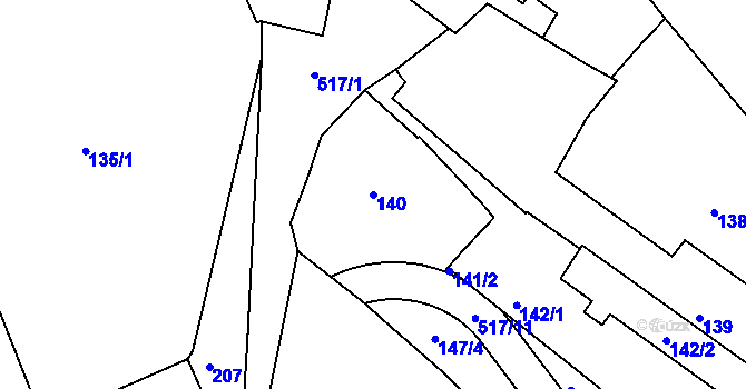 Parcela st. 140 v KÚ Sedlec, Katastrální mapa
