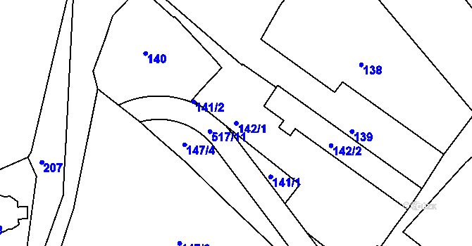 Parcela st. 142/1 v KÚ Sedlec, Katastrální mapa