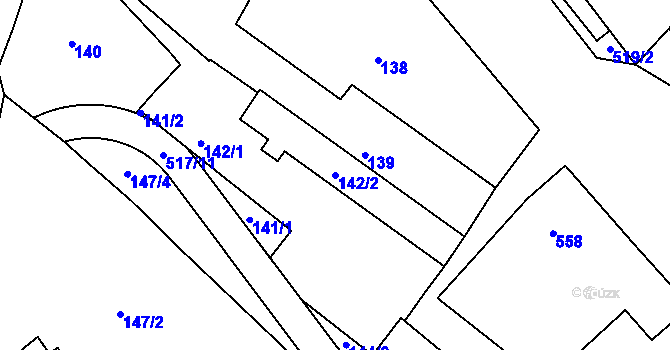 Parcela st. 142/2 v KÚ Sedlec, Katastrální mapa