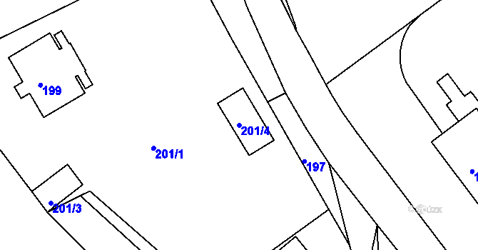 Parcela st. 201/4 v KÚ Sedlec, Katastrální mapa