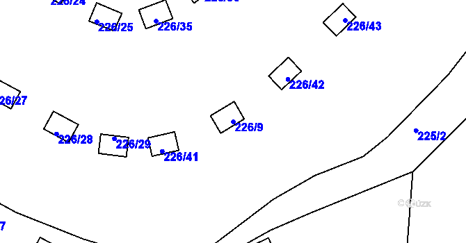 Parcela st. 226/9 v KÚ Sedlec, Katastrální mapa