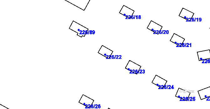 Parcela st. 226/22 v KÚ Sedlec, Katastrální mapa