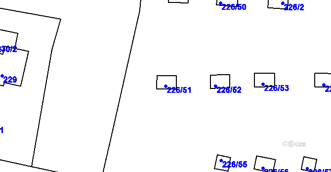 Parcela st. 226/51 v KÚ Sedlec, Katastrální mapa