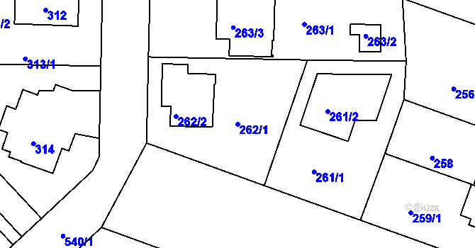 Parcela st. 262/1 v KÚ Sedlec, Katastrální mapa