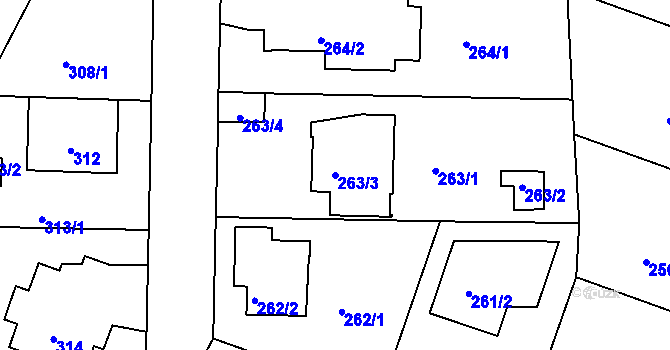 Parcela st. 263/3 v KÚ Sedlec, Katastrální mapa