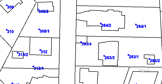 Parcela st. 263/4 v KÚ Sedlec, Katastrální mapa