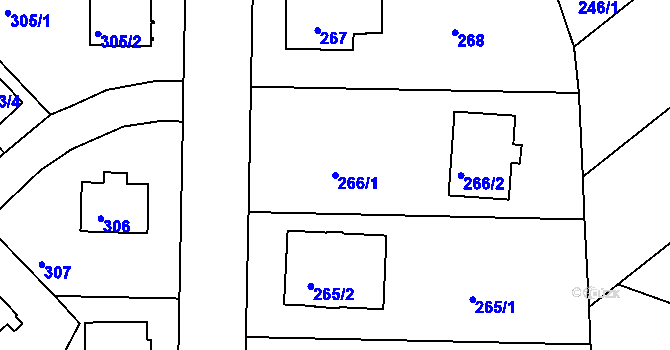Parcela st. 266/1 v KÚ Sedlec, Katastrální mapa
