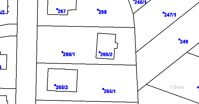 Parcela st. 266/2 v KÚ Sedlec, Katastrální mapa