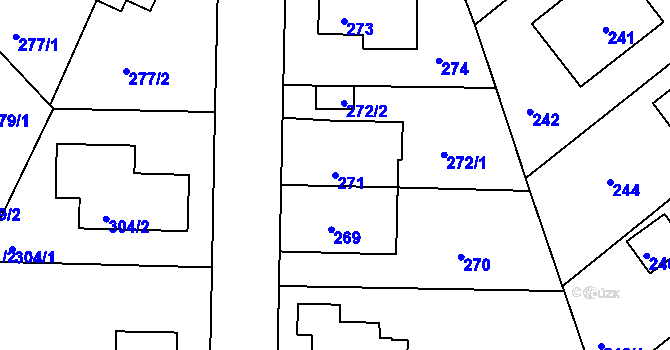 Parcela st. 271 v KÚ Sedlec, Katastrální mapa