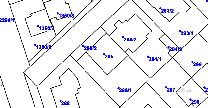Parcela st. 285 v KÚ Sedlec, Katastrální mapa