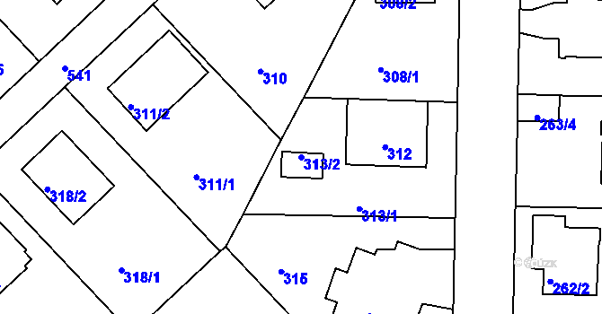 Parcela st. 313/2 v KÚ Sedlec, Katastrální mapa
