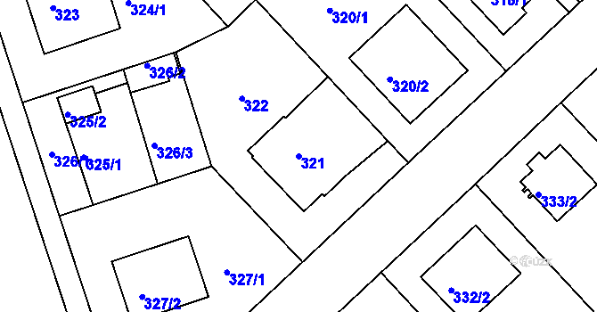 Parcela st. 321 v KÚ Sedlec, Katastrální mapa