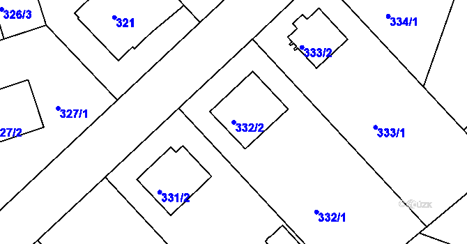 Parcela st. 332/2 v KÚ Sedlec, Katastrální mapa