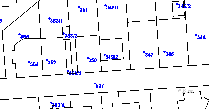 Parcela st. 349/2 v KÚ Sedlec, Katastrální mapa