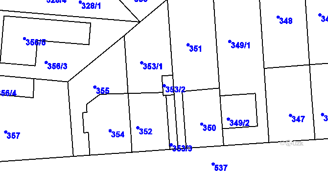 Parcela st. 353/2 v KÚ Sedlec, Katastrální mapa