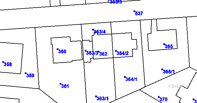 Parcela st. 362 v KÚ Sedlec, Katastrální mapa