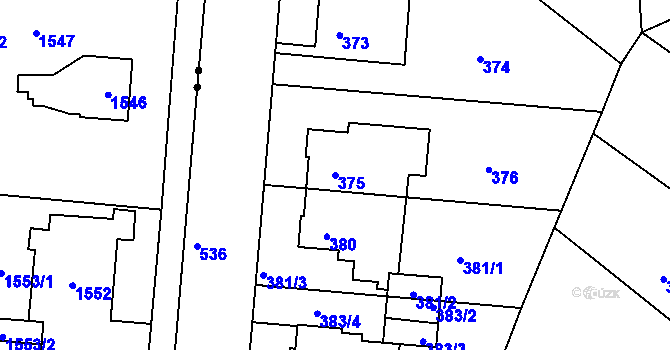 Parcela st. 375 v KÚ Sedlec, Katastrální mapa