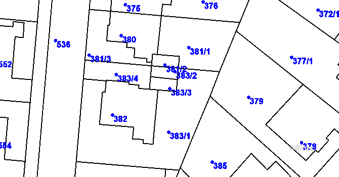 Parcela st. 383/3 v KÚ Sedlec, Katastrální mapa