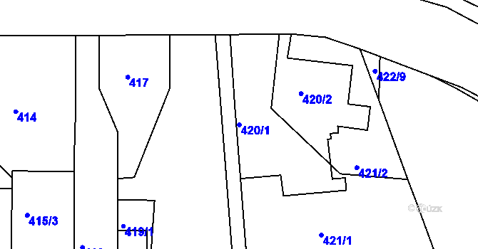 Parcela st. 420/1 v KÚ Sedlec, Katastrální mapa