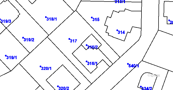Parcela st. 316/2 v KÚ Sedlec, Katastrální mapa