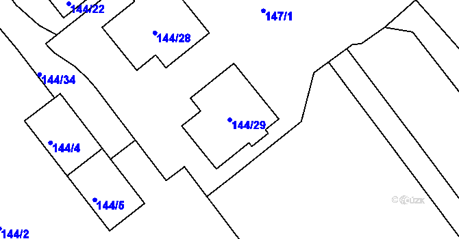 Parcela st. 144/29 v KÚ Sedlec, Katastrální mapa