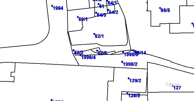 Parcela st. 62/6 v KÚ Bubeneč, Katastrální mapa