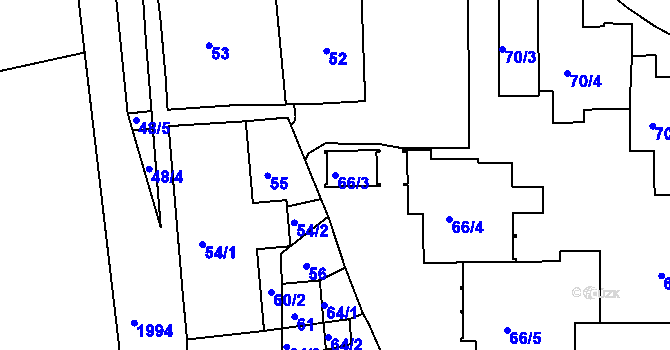 Parcela st. 66/3 v KÚ Bubeneč, Katastrální mapa
