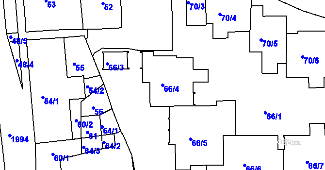 Parcela st. 66/4 v KÚ Bubeneč, Katastrální mapa