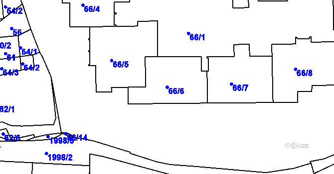 Parcela st. 66/6 v KÚ Bubeneč, Katastrální mapa