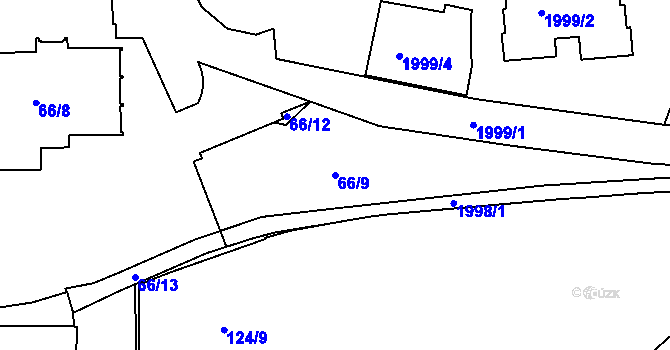 Parcela st. 66/9 v KÚ Bubeneč, Katastrální mapa