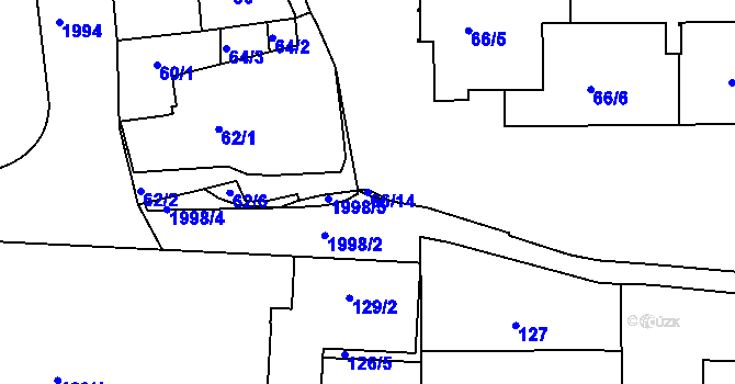 Parcela st. 66/14 v KÚ Bubeneč, Katastrální mapa