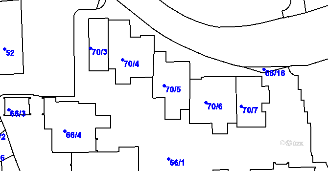 Parcela st. 70/5 v KÚ Bubeneč, Katastrální mapa