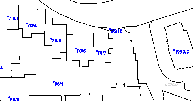 Parcela st. 70/7 v KÚ Bubeneč, Katastrální mapa