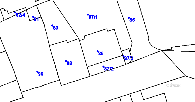 Parcela st. 86 v KÚ Bubeneč, Katastrální mapa
